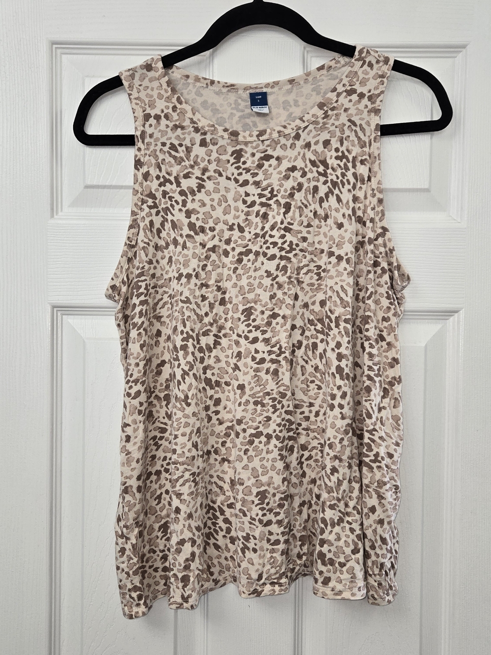 Old Navy Women's Sleeveless Leopard Print Luxe Tank Top - Beige/Taupe Size Large